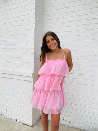 Pink Ruffle Mini Dress- babydoll, babydoll dress, beach, beach dress, BEACH OUTFIT, clothing, dresses & rompers, pink dress-Ace of Grace Women's Boutique