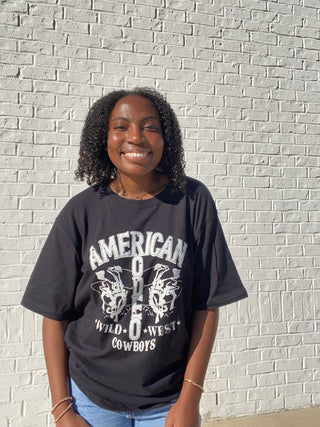 American Cowboys Rodeo Graphic Tee- clothing,COWBOY,Cowboys,graphic,graphic T-shirt,GRAPHIC TEE,Graphic Tees,graphic tshirt,rodeo,Sale,Tops-Ace of Grace Women's Boutique