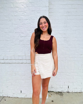 Leather Studded Skort | 2 colors- black leather,BLACK LEATHER SKIRT,black Skort,Bottoms,clothing,cream skort,cream studded skort,faux leather,game,game day,game day skort,game days,gameday,LEATHER,LEATHER SHORTS,leather skirt,LEATHER SKORT,Pleather,Sale,skort,wrap skort-Ace of Grace Women's Boutique