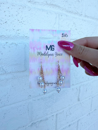 MG Perfect Pearl Dangle Earrings- GOLD, Jewelry, MadelynnGrace, PEARL EARRINGS-Ace of Grace Women's Boutique