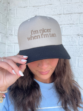 I'm Nicer When I'm Tan Trucker Hat- Accessories,accessory,brown hat,hair accessory,hats,trucker hat,trucker hats-Ace of Grace Women's Boutique