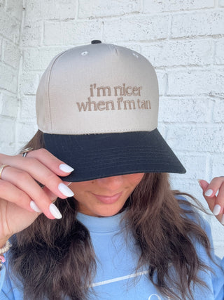 I'm Nicer When I'm Tan Trucker Hat- Accessories,accessory,brown hat,hair accessory,hats,trucker hat,trucker hats-Ace of Grace Women's Boutique