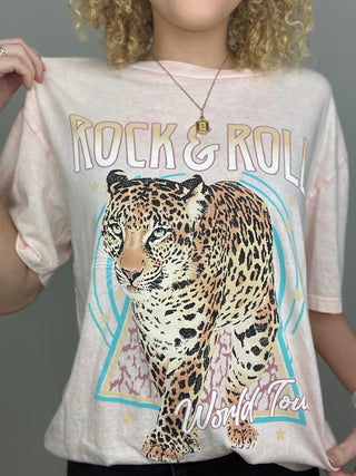 Light Pink Rock & Roll Graphic Tee- clothing, COLORFUL GRAPHIC TEE, Curvy, Graphic Tees, HOT PINK GRAPHIC TEE, PLUS, plus size, plus size graphic tee, PLUS SIZE TOP, plus sizes, Tops-Ace of Grace Women's Boutique