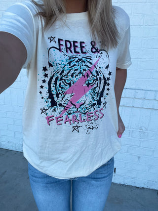Free & Fearless Graphic Tee- clothing, Curvy, Fearless, Free & fearless, Free Bird, Free people, FREE SPIRIT TEE, graphic, graphic T-shirt, GRAPHIC TEE, Graphic Tees, graphic tshirt, leopard graphic tee, plus size graphic tee, TIGER GRAPHIC TEE, Tops, WILD, Wild & free, Wild and free, WILD CHILD-Ace of Grace Women's Boutique