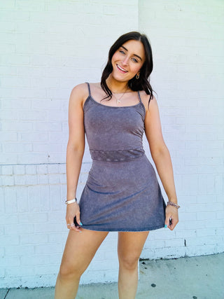 Acid Wash Romper Dress- active,active romper,Athleisure,athlete,athletic,athletic dress,clothing,dresses & rompers,NEW,New arrival-Ace of Grace Women's Boutique