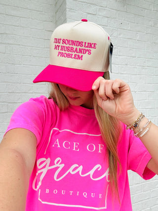 That Sounds Like My Husband’s Problem Embroidered Trucker Hat- Accessories,accessory,cap,HAT,hats,Husband,Madelynn,MadelynnGrace,trucker hat,trucker hats-Ace of Grace Women's Boutique