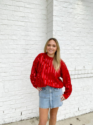 Red Sequin Sweater - LAST ONE- Christmas Longsleeve,CHRISTMAS SHIRT,christmas sweatshirt,christmas top,Christmas tshirt,clothing,Curvy,holiday,HOLIDAYS,HOLLY JOLLY CHRISTMAS,MERRY CHRISTMAS,MERRY CHRISTMAS Y’ALL,RED,red shirt,RED SWEATER,red top,Sale,Seasonal,SEQUIN,sequin top,SEQUINS,sparkle season,Tops,valenetine pullover,VALENTINE,valentine plus size,valentine pullover,VALENTINES,VALENTINES TOP-Ace of Grace Women's Boutique