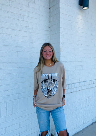 Rock N Roll Free Spirit Graphic Tee- clothing,graphic,graphic T-shirt,GRAPHIC TEE,Graphic Tees,graphic tshirt,oversized,OVERSIZED TEE,OVERSIZED TOP,Sale,Tops-Ace of Grace Women's Boutique