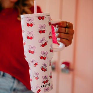 Cherry Bow 38 Oz Tumbler- BOW,Bow detail,BOWS,BRUMATE CUP,Cherry,CUP,CUPS,GIFT,gift idea,GIFT IDEAS,GIFT SET,gifts,glitter tumbler,LEOPARD CUP,Madelynn,MadelynnGrace,pink cup,STANLEY CUP,SWIG,swig cups,tumbler,TUMBLER 40 OZ,WINE CUP,Yeti-Ace of Grace Women's Boutique