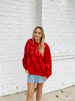 Red Sequin Sweater - LAST ONE- Christmas Longsleeve,CHRISTMAS SHIRT,christmas sweatshirt,christmas top,Christmas tshirt,clothing,Curvy,holiday,HOLIDAYS,HOLLY JOLLY CHRISTMAS,MERRY CHRISTMAS,MERRY CHRISTMAS Y’ALL,RED,red shirt,RED SWEATER,red top,Sale,Seasonal,SEQUIN,sequin top,SEQUINS,sparkle season,Tops,valenetine pullover,VALENTINE,valentine plus size,valentine pullover,VALENTINES,VALENTINES TOP-Ace of Grace Women's Boutique