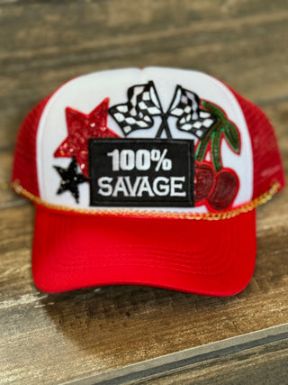Savage Trucker Hat- Accessories,accessory,Cherries,Cherry,hair accessory,MadelynnGrace,Savage,trucker hat,trucker hats-Ace of Grace Women's Boutique
