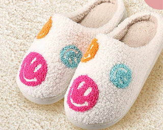 Colorful Smile Emoji Printed Home Floor Slippers- FOOTWEAR,gifts,house slippers,leopard slippers,Shoes,slipper,slippers-Ace of Grace Women's Boutique