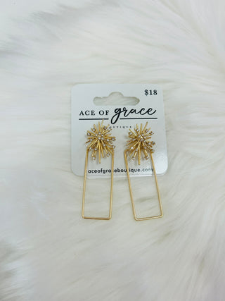 Mia Gold Rhinestone Earrings- Accessories, earring, EARRINGS, gold earrings, Jewelry-Ace of Grace Women's Boutique