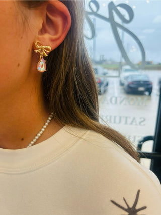 MG Bow Rhinestone Earring- BOW,BOW EARRINGS,Jewelry,MadelynnGrace,pink,WHITE-Pink Iridescent-Ace of Grace Women's Boutique