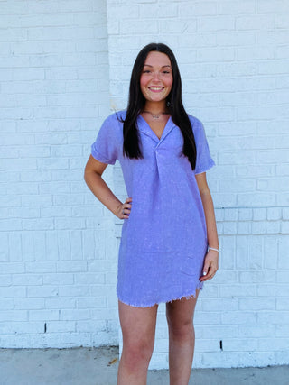 Mineral Washed Collared Straight Dress- BEIGE, blue, blue dress, COLLARED DRESS, Curvy, dress, dresses & rompers, flowy dress, PURPLE-Lavender-XL-Ace of Grace Women's Boutique