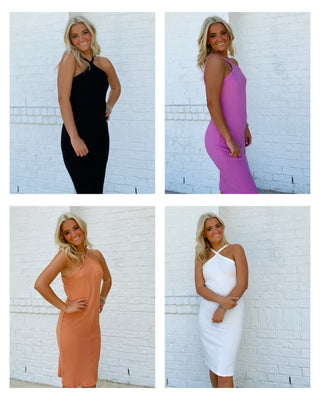 Textured Halter Midi Dress- beach, beach dress, BEACH OUTFIT, black dress, clothing, colorful dress, cream dress, Curvy, dresses & rompers, flowy dress, HALTER NECK, long dress, Midi Dress, ORANGE DRESS, pink dress, plus dress, plus size dress, ribbed dress, SPRING, Spring dress, summer, summer dress, WHITE DRESS, WOMENS DRESS-Ace of Grace Women's Boutique