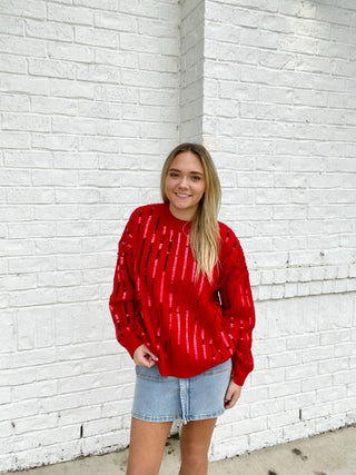 Red Sequin Sweater - LAST ONE- Christmas Longsleeve,CHRISTMAS SHIRT,christmas sweatshirt,christmas top,Christmas tshirt,clothing,Curvy,holiday,HOLIDAYS,HOLLY JOLLY CHRISTMAS,MERRY CHRISTMAS,MERRY CHRISTMAS Y’ALL,RED,red shirt,RED SWEATER,red top,Sale,Seasonal,SEQUIN,sequin top,SEQUINS,sparkle season,Tops,valenetine pullover,VALENTINE,valentine plus size,valentine pullover,VALENTINES,VALENTINES TOP-Ace of Grace Women's Boutique