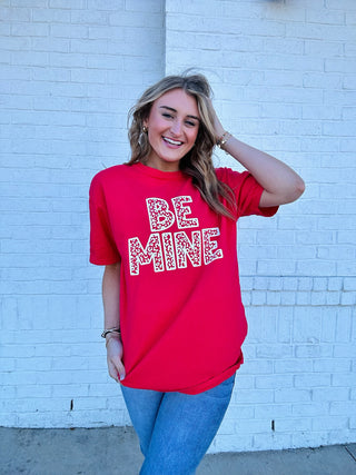 Red Be Mine Cheetah Tee- clothing, Curvy, Graphic Tees, RED, Sale, Seasonal, Tops, VALENTINE, VALENTINES, VALENTINES GRAPHIC TEE, VALENTINES TOP, VALENTINES TSHIRT-Ace of Grace Women's Boutique