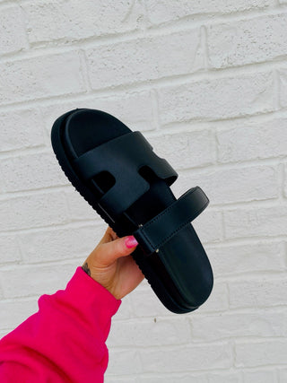 Black Viral Slide Sandals- BLACK, BLACK SANDALS, platform sandals, Sale, SANDALS, Shoes, SLIP ON SANDALS, Viral-Ace of Grace Women's Boutique