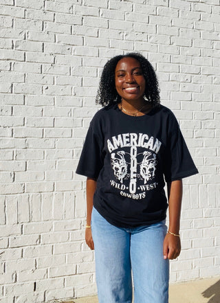 American Cowboys Rodeo Graphic Tee- clothing,COWBOY,Cowboys,graphic,graphic T-shirt,GRAPHIC TEE,Graphic Tees,graphic tshirt,rodeo,Sale,Tops-Ace of Grace Women's Boutique