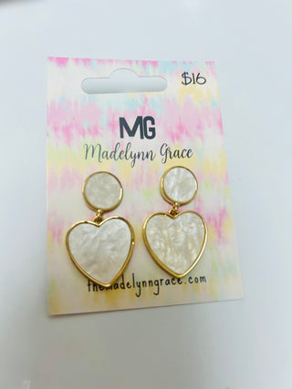 Madelynn Grace Classy Simple Pearl Earrings- earring, EARRINGS, HEART, Jewelry, MadelynnGrace, pearl color, Seasonal-Ace of Grace Women's Boutique