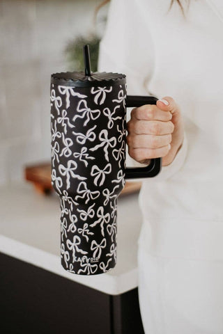 Black & White Bows 38 Oz Tumbler- BOW,Bow detail,BOWS,BRUMATE CUP,Cherry,CUP,CUPS,GIFT,gift idea,GIFT IDEAS,GIFT SET,gifts,glitter tumbler,LEOPARD CUP,Madelynn,MadelynnGrace,pink cup,STANLEY CUP,SWIG,swig cups,tumbler,TUMBLER 40 OZ,WINE CUP,Yeti-Ace of Grace Women's Boutique