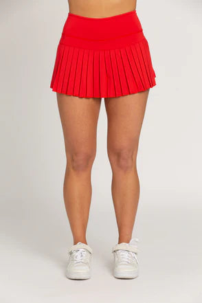 GOLD HINGE Pleated Skirt - Candy Red- Athleisure, Bottoms, clothing, Curvy-Ace of Grace Women's Boutique