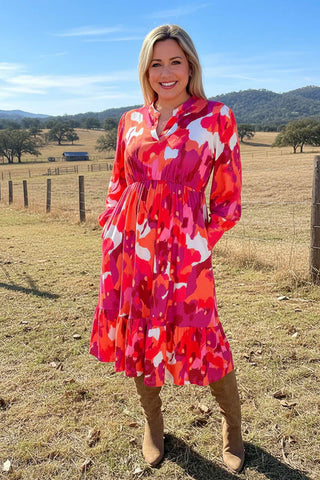 Multi Color Midi Dress- church dress,colorful dress,Curvy,dress,dresses & rompers,floral dress,flowy dress,Midi Dress,PLUS,plus size,plus size dress-Ace of Grace Women's Boutique