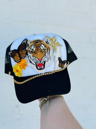 Tiger Butterfly Trucker hat- Accessories, accessory, butterfly, HAT, hats, MadelynnGrace, TIGER, tigers, trucker hat, trucker hats-Ace of Grace Women's Boutique