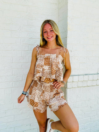 Ruffle Detail Printed Set- 2 piece set,beach,BEACH OUTFIT,Bottoms,clothing,MATCHING,MATCHING SET,Sets,summer,summer set,Tops-Ace of Grace Women's Boutique