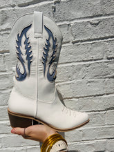 Blue & White Detailed Cowgirl Boots