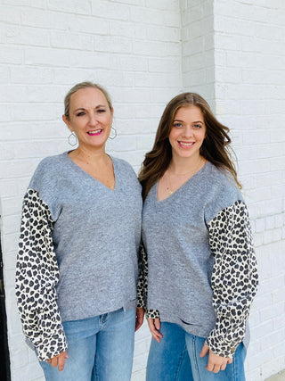 Animal Print Distressed Sweater- clothing,Curvy,plus,Tops-Ace of Grace Women's Boutique