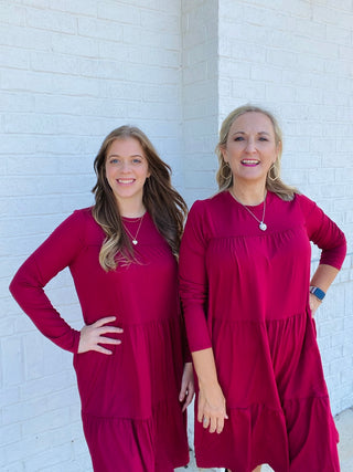 LONG SLEEVE TIERED DRESS- Curvy,Dresses & Rompers,plus,plus dress,plus jeans,plus size-Ace of Grace Women's Boutique