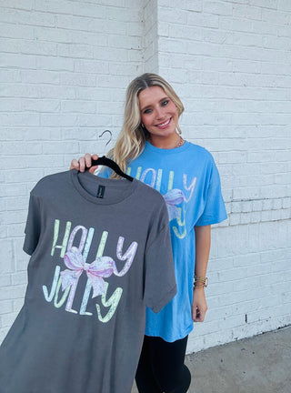Holly Jolly Tee- christmas top,curv,Curvy,Graphic Tees,New arrival,PLUS,plus size,Seasonal,Tops-Ace of Grace Women's Boutique