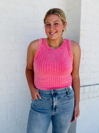 Ribbed Summer Tank Top- athletic tank,beach,BEACH OUTFIT,blue tank,BLUE TANK TOP,clothing,CROPPED TANK,CROPPED TANK TOP,PINK TANK TOP,RIBBED TANK,RIBBED TANK TOP,Sale,summer tank,tank,tank top,Tops-Ace of Grace Women's Boutique