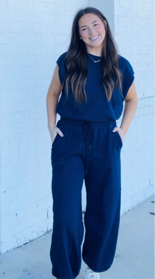 Athletic Jogger Jumpsuit- active romper,Athleisure,athlete,athletic,athletic one piece,athletic romper,clothing,dresses & rompers,JUMPSUIT,ROMPER,Tee romper-Ace of Grace Women's Boutique