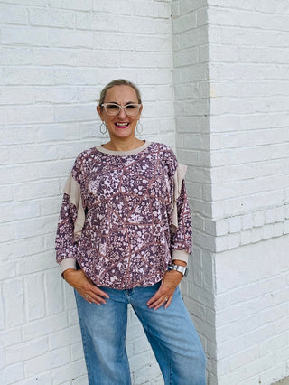 Floral Print Color Block Ruffle Top- Curvy,FALL,high tops,PLUS,plus size,Tops-Ace of Grace Women's Boutique