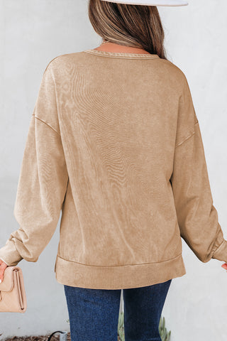 Beige Mineral Wash Bow Pullover-Tops/Sweatshirts & Hoodies- All In Stock,Best In Stock,BOW,Bow detail,BOWS,clothing,Color Brown,Craft Applique,Craft Washed,Curvy,Detail Bow,Occasion Daily,Season Fall & Autumn,Style Western,Tops-Ace of Grace Women's Boutique