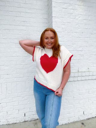 Boxy Heart Sweater Top- clothing, crop sweater, cropped sweater, HEART, heart dress, heart sweater, HEARTS, pink sweater, RED SWEATER, Seasonal, SWEATER, SWEATER TANK, sweater top, SWEATER VEST, sweaters, Tops, VALENTINE, Valentine Collection, valentine pullover, VALENTINES, VALENTINES DRESS, VALENTINES TOP, VEST-Ace of Grace Women's Boutique