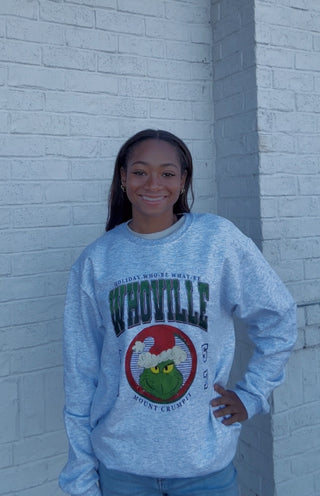 Grey Whoville Sweatshirt- CHRISTMAS,CHRISTMAS GRAPHIC TEE,CHRISTMAS SHIRT,christmas sweatshirt,christmas top,clothing,comfy sweatshirt,Curvy,MERRY CHRISTMAS,PLUS,plus size,plus size sweatshirt,PLUS SIZE TOP,plus sweatshirt,Seasonal,sweatshirt,SWEATSHIRTS,Tops-Ace of Grace Women's Boutique