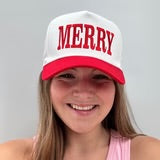 Embroidered Merry Trucker Hat- Accessories,accessory,CHRISTMAS,HAT,hats,Lulu,Lulu mac,Seasonal-Ace of Grace Women's Boutique