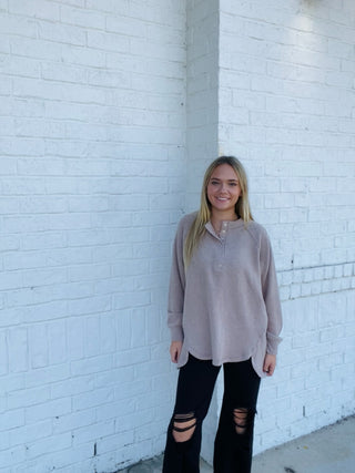 Oversized Henley Sweater- Curvy, Hacci, Henley, oversized, oversized sweater, oversized sweatshirt, OVERSIZED TEE, OVERSIZED TOP, SOFT, soft shirt, SOFT TEE, soft top, Softstream, Softstreme, Tops-Ace of Grace Women's Boutique