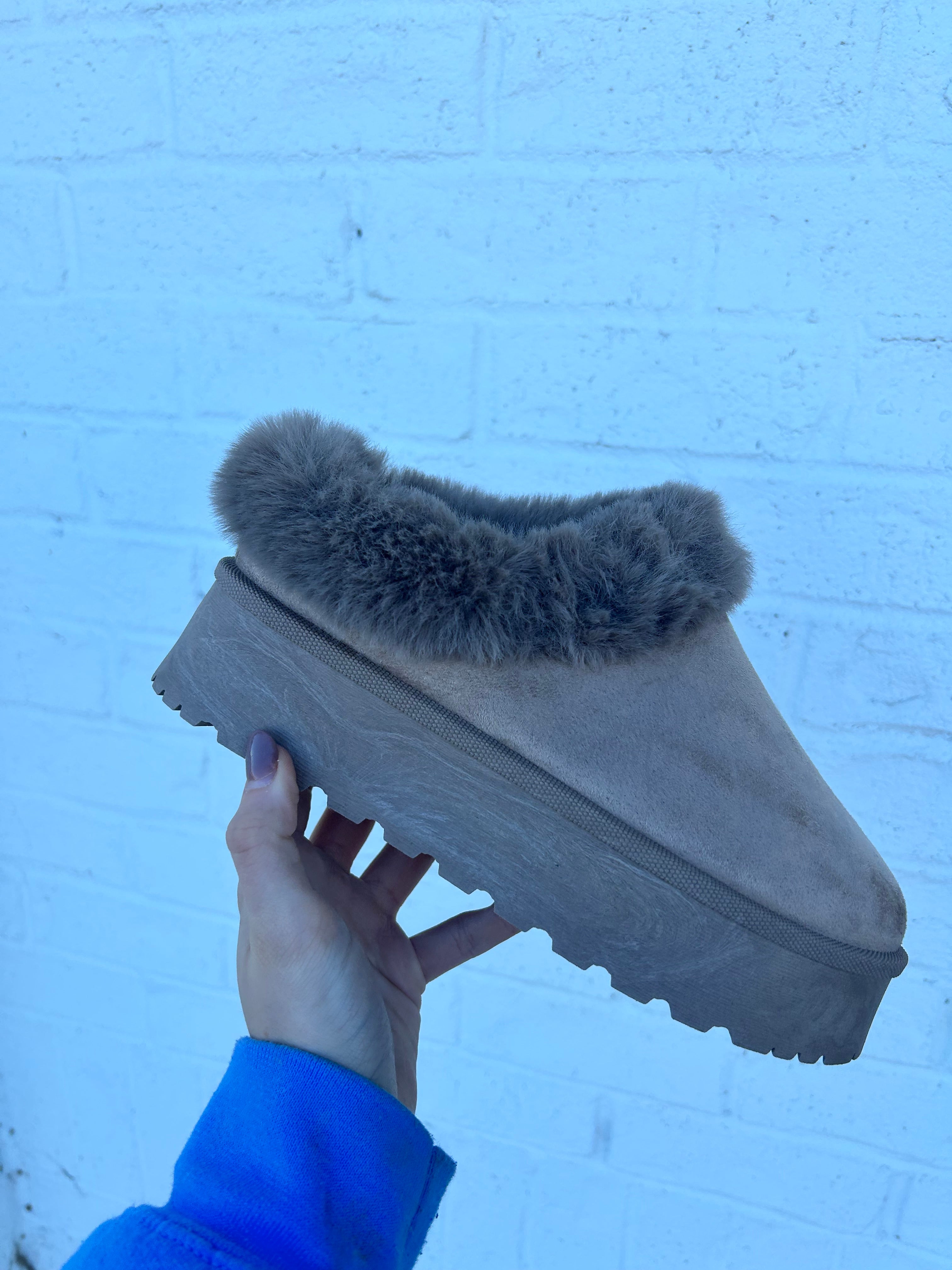 Classic Taupe Platform Slippers