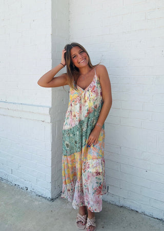 Mixed Print Maxi Dress- dresses & rompers, floral, floral dress, MAXI, maxi dress, Midi Dress, summer, summer dress-Ace of Grace Women's Boutique