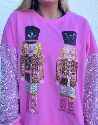 Pink Sequin Nutcracker Top- CHRISTMAS,nutcracker,oversized,Seasonal,SEQUIN,Tops-Ace of Grace Women's Boutique
