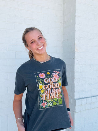 God is Good All the Time Tee- Christian,christian shirt,COMFORT COLOR,Comfortable,Curvy,graphic,graphic T-shirt,GRAPHIC TEE,Graphic Tees,graphic tshirt,PLUS-Ace of Grace Women's Boutique