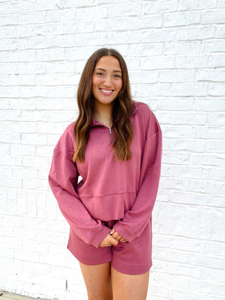 Soft Plum Pullover Set- clothing,COMFY,comfy sweatshirt,half zip,Lulu,MATCHING,MATCHING SET,Sale,Sets,Softstream,Softstreme-Ace of Grace Women's Boutique