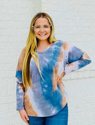 Long Sleeve Tie Dye Top- clothing, Curvy, fall clothes, LONG SLEEVE, long sleeve top, long sleeves, longsleeve, PLUS, plus size, Tops-Ace of Grace Women's Boutique