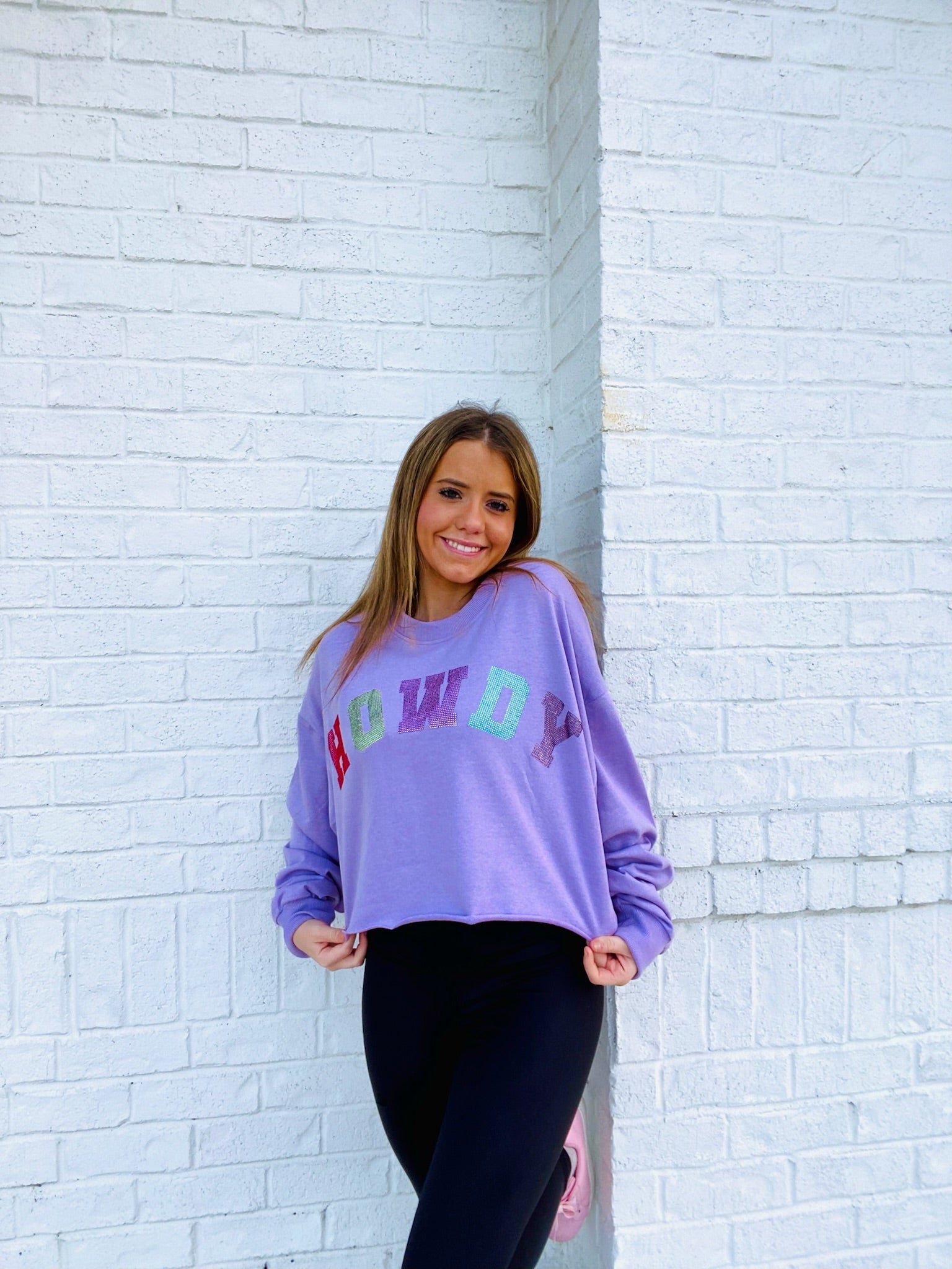 Purple Howdy Cropped Shirt