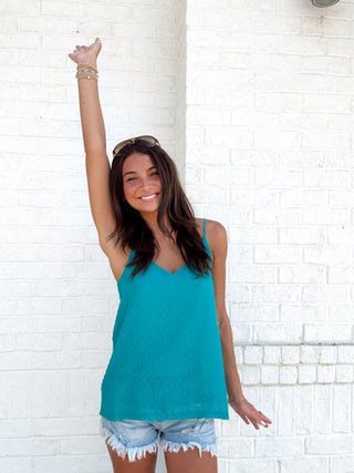 Swiss Dot Summer Tank- adjustable straps,blue tank,RIBBED TANK,summer tank,Swiss,tank,tank top,Tops-Ace of Grace Women's Boutique